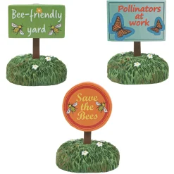 Department 56 Halloween Village Accessories|Bee Friendly Signs St/3