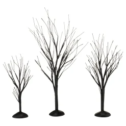 Department 56 Halloween Village Accessories|Black Bare Branch Trees, St/3