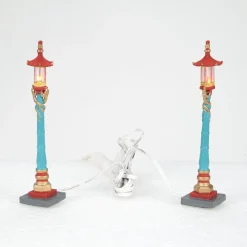 Department 56 Christmas In The City Series|Chinatown Post Lamps S/2