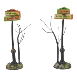 Department 56 Halloween Village Accessories|Creepy Village Street Signs