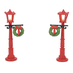 Department 56 Village Accessories|Red With Greens Street Lights