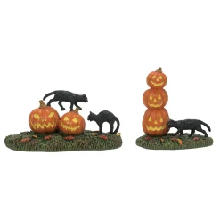 Department 56 Halloween Village Accessories|Scary Cats Pumpkins ST/2