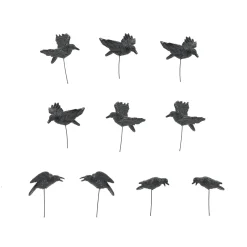 Department 56 Halloween Village Accessories|Set of 10 Halloween Crows