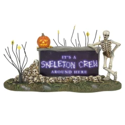 Department 56 Halloween Village Accessories|We're A Skeleton Crew Sign