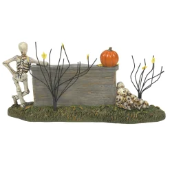 Department 56 Halloween Village Accessories|We're A Skeleton Crew Sign
